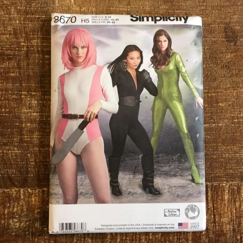 Simplcity Sewing Pattern 8670 Cosplay Form Fitting Jumpsuit Superhero 6-14 UNCUT